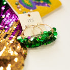 Green Sequin Hoops-Earrings-Dear Me Southern Boutique, located in DeRidder, Louisiana