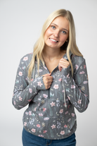 HalfZip Hoodie - Wildflower Meadow-Sweatshirts-Dear Me Southern Boutique, located in DeRidder, Louisiana
