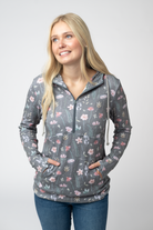 HalfZip Hoodie - Wildflower Meadow-Sweatshirts-Dear Me Southern Boutique, located in DeRidder, Louisiana