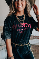 HalloQueen Black Mineral Wash Destroyed Tee-Dear Me Southern Boutique, located in DeRidder, Louisiana