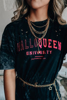 HalloQueen Black Mineral Wash Destroyed Tee-Dear Me Southern Boutique, located in DeRidder, Louisiana