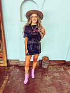 HalloQueen Black Mineral Wash Destroyed Tee-Dear Me Southern Boutique, located in DeRidder, Louisiana