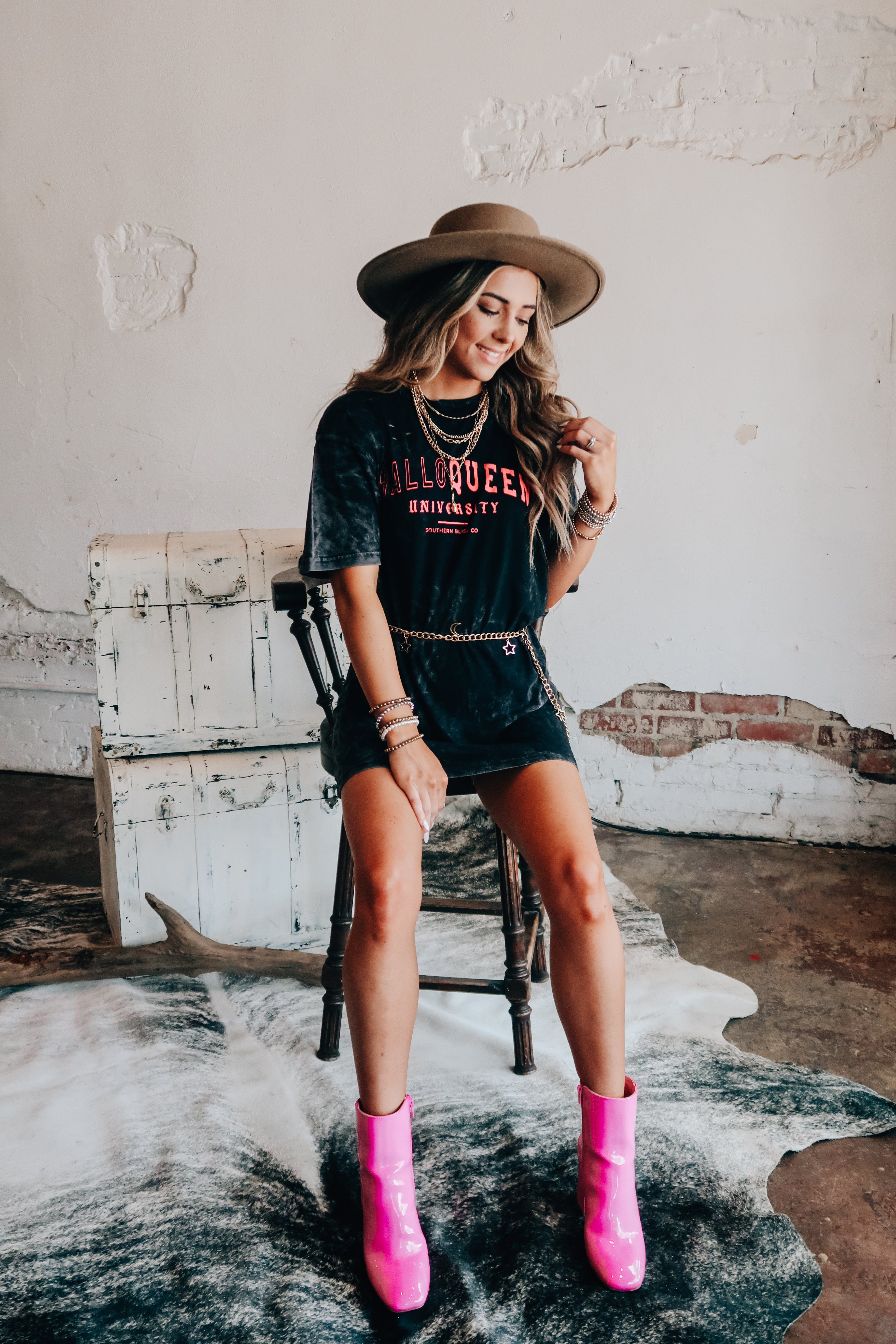 HalloQueen Black Mineral Wash Destroyed Tee-Dear Me Southern Boutique, located in DeRidder, Louisiana