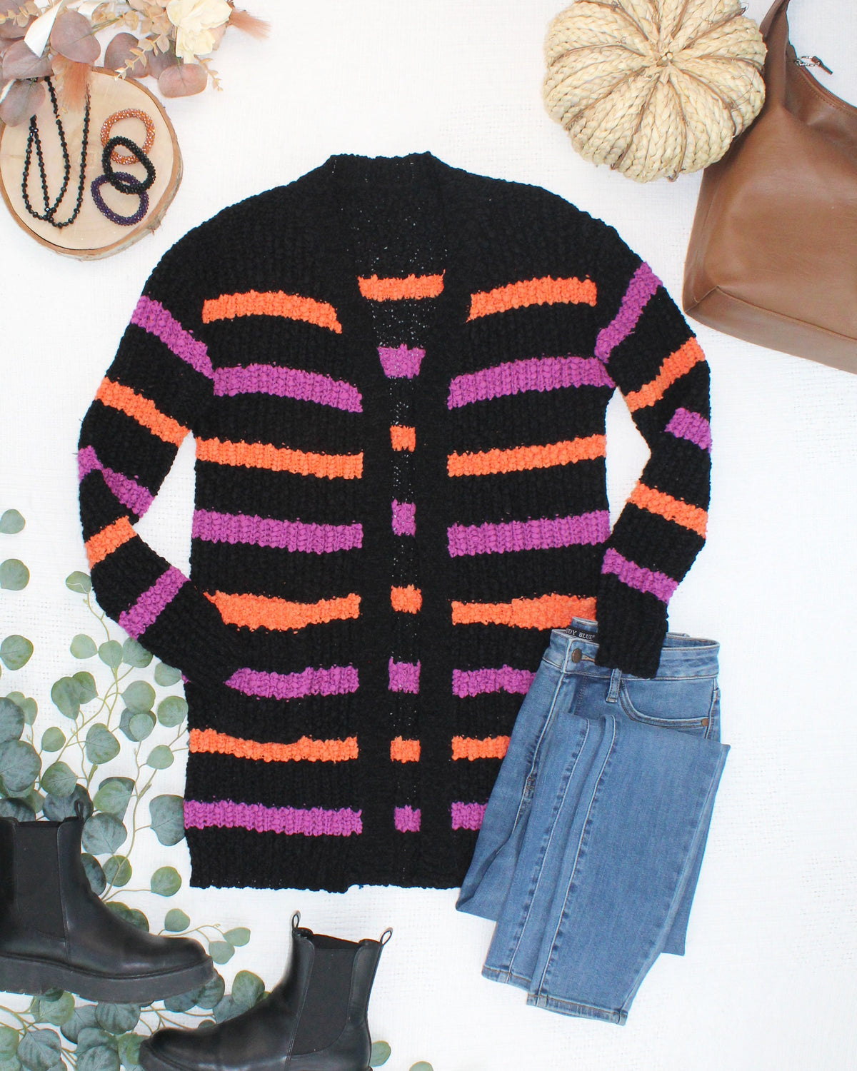 Halloween Striped Cardigan-Cardigan-Dear Me Southern Boutique, located in DeRidder, Louisiana