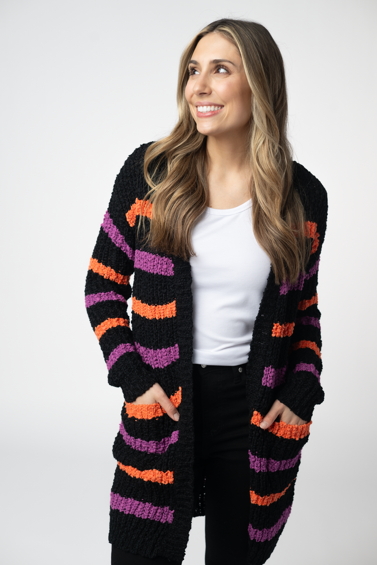 Halloween Striped Cardigan-Cardigan-Dear Me Southern Boutique, located in DeRidder, Louisiana