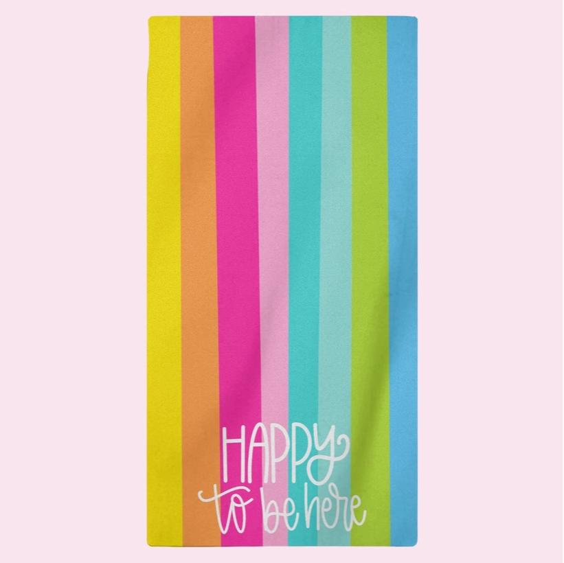 Happy To Be Here Beach Towel-Dear Me Southern Boutique, located in DeRidder, Louisiana