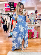 Harley High-Lo Dress: Periwinkle Floral-Dresses-Dear Me Southern Boutique, located in DeRidder, Louisiana
