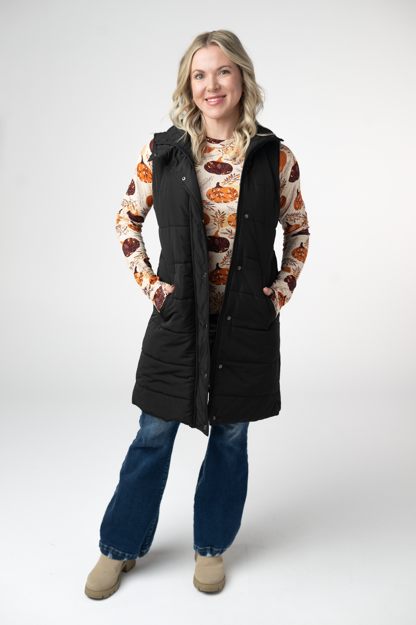 Harlow Long Vest - Black-Outerwear/Jackets/Shackets-Dear Me Southern Boutique, located in DeRidder, Louisiana