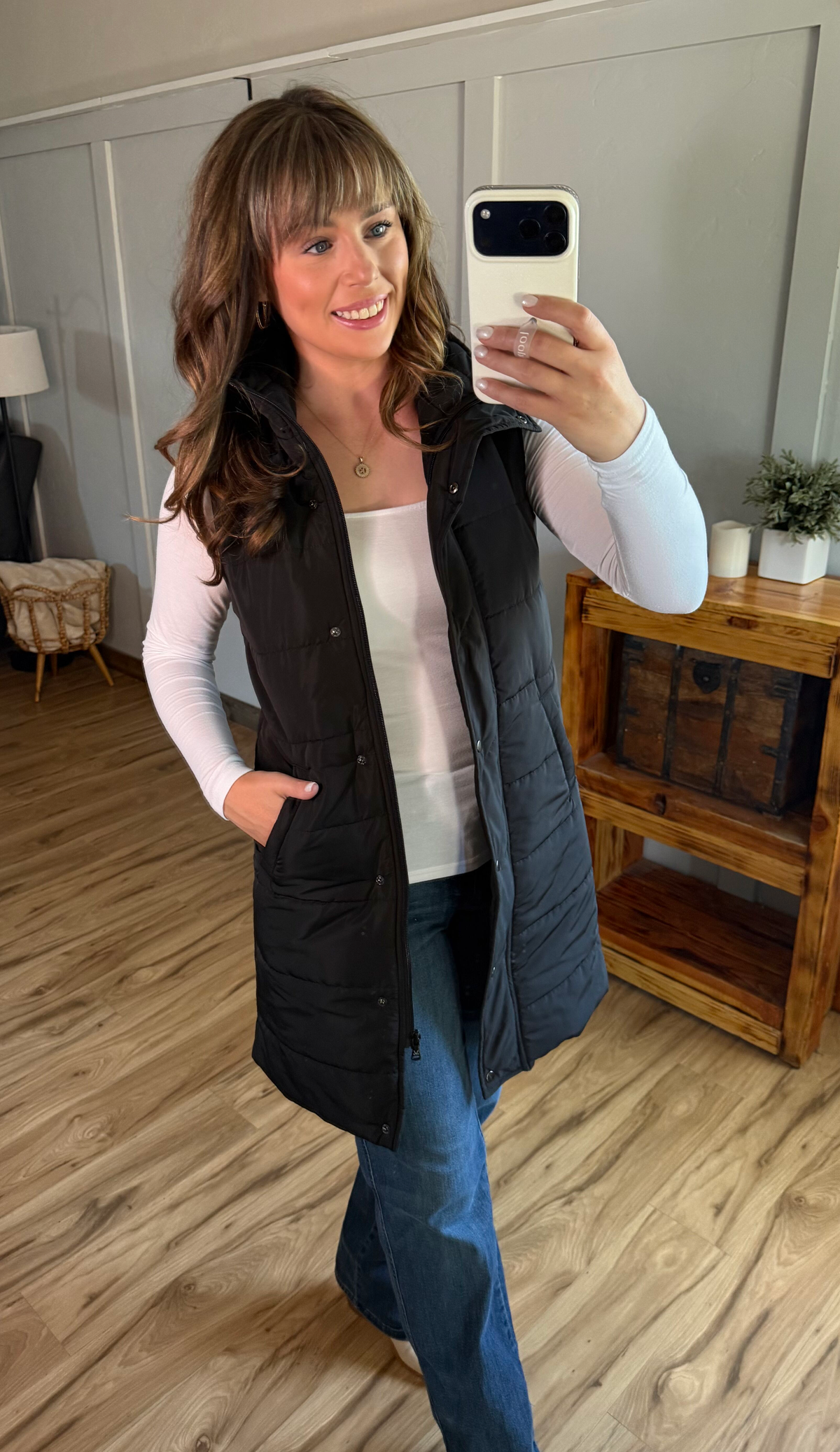 Harlow Long Vest - Black-clothing-Dear Me Southern Boutique, located in DeRidder, Louisiana