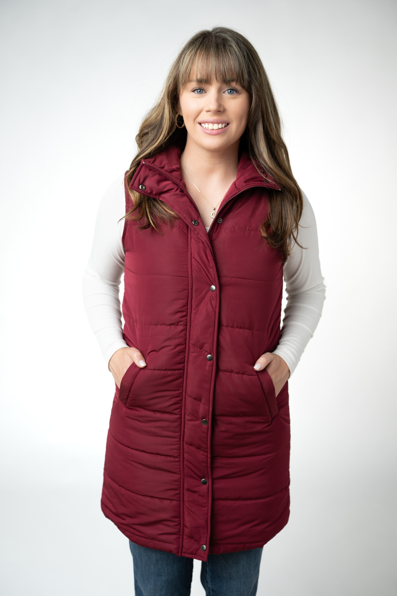 Harlow Long Vest - Burgundy-clothing-Dear Me Southern Boutique, located in DeRidder, Louisiana