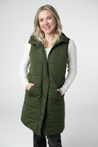 Harlow Long Vest - Dark Olive-Presales-Dear Me Southern Boutique, located in DeRidder, Louisiana