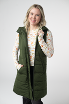 Harlow Long Vest - Dark Olive-Presales-Dear Me Southern Boutique, located in DeRidder, Louisiana