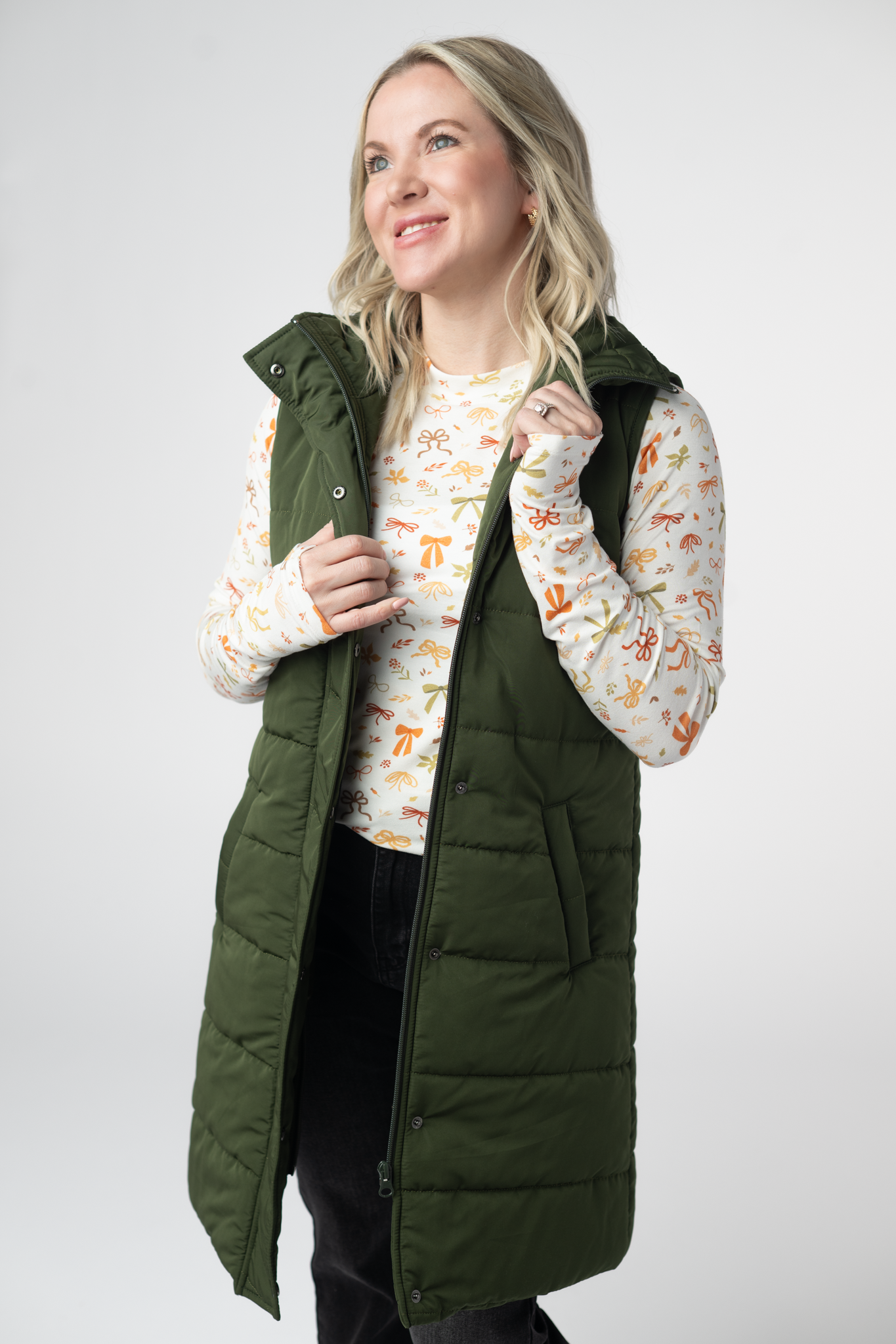 Harlow Long Vest - Dark Olive-clothing-Dear Me Southern Boutique, located in DeRidder, Louisiana