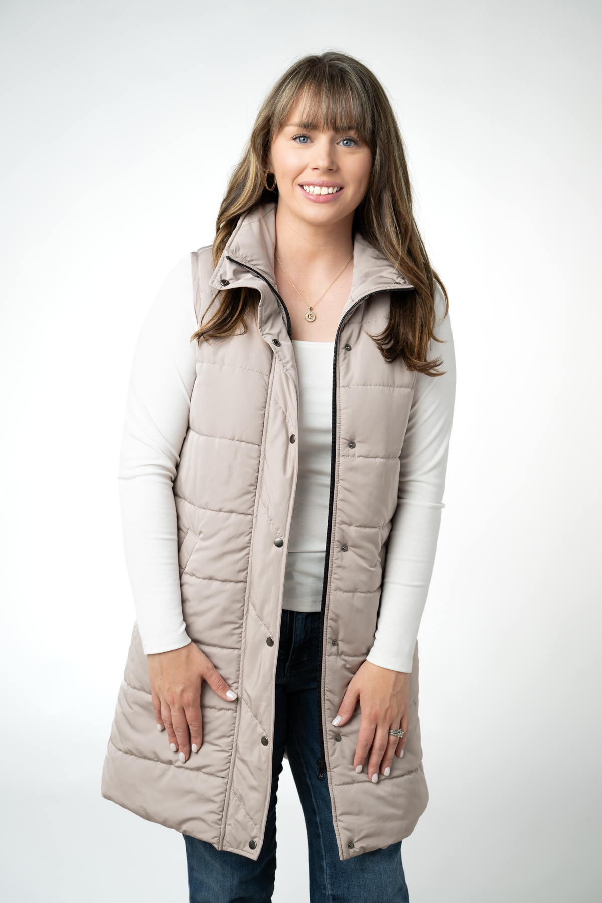 Harlow Long Vest - Latte-clothing-Dear Me Southern Boutique, located in DeRidder, Louisiana