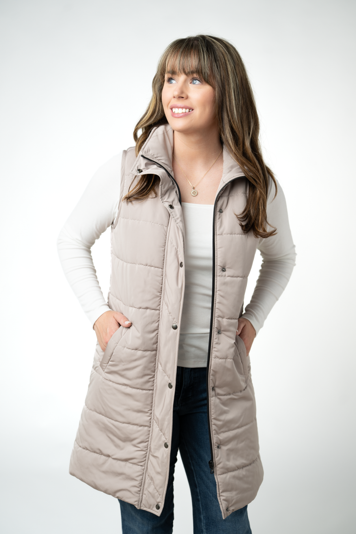 Harlow Long Vest - Latte-clothing-Dear Me Southern Boutique, located in DeRidder, Louisiana