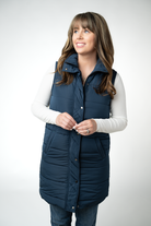 Harlow Long Vest - Navy-clothing-Dear Me Southern Boutique, located in DeRidder, Louisiana