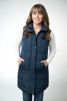 Harlow Long Vest - Navy-clothing-Dear Me Southern Boutique, located in DeRidder, Louisiana
