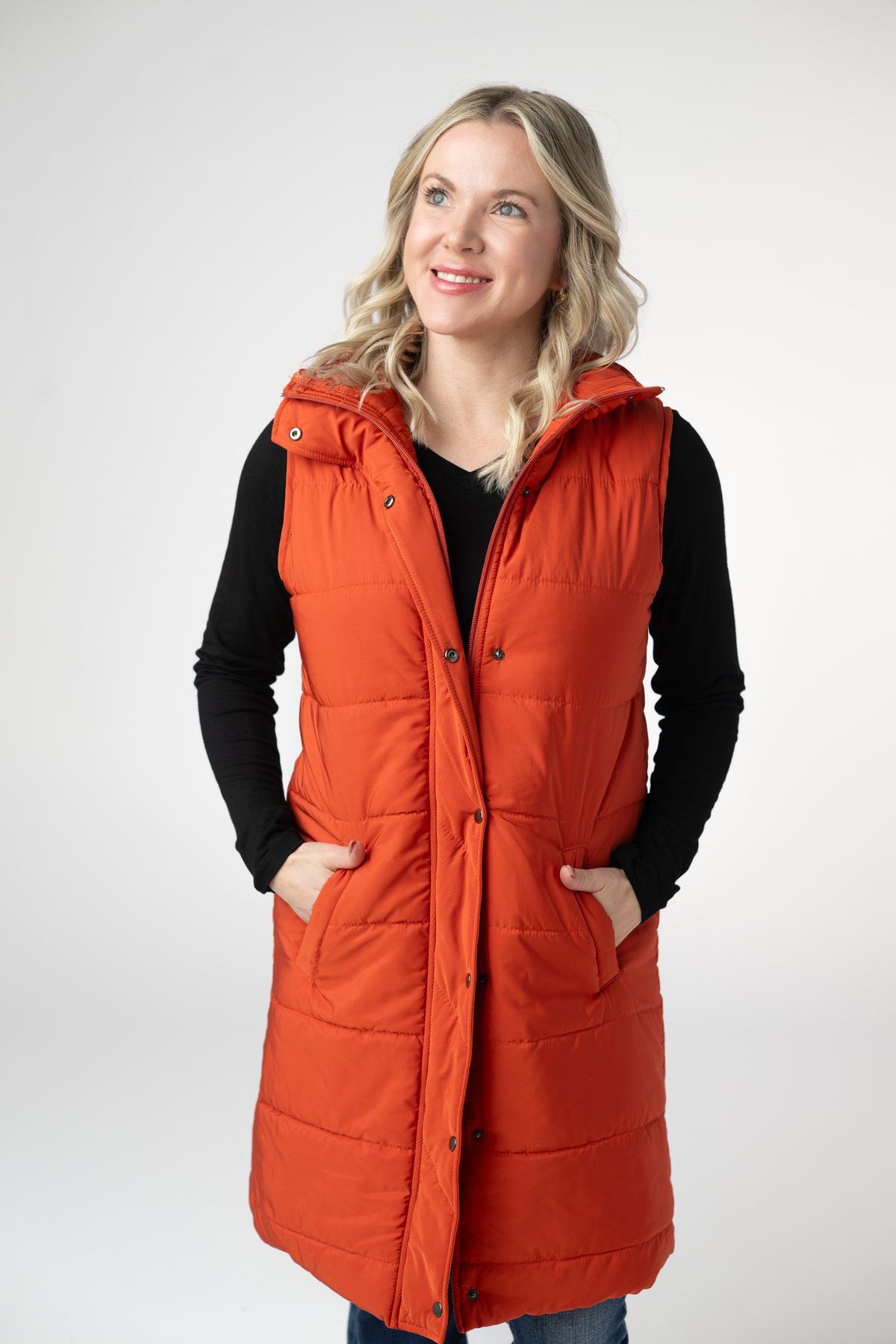 Harlow Long Vest - Pumpkin-clothing-Dear Me Southern Boutique, located in DeRidder, Louisiana