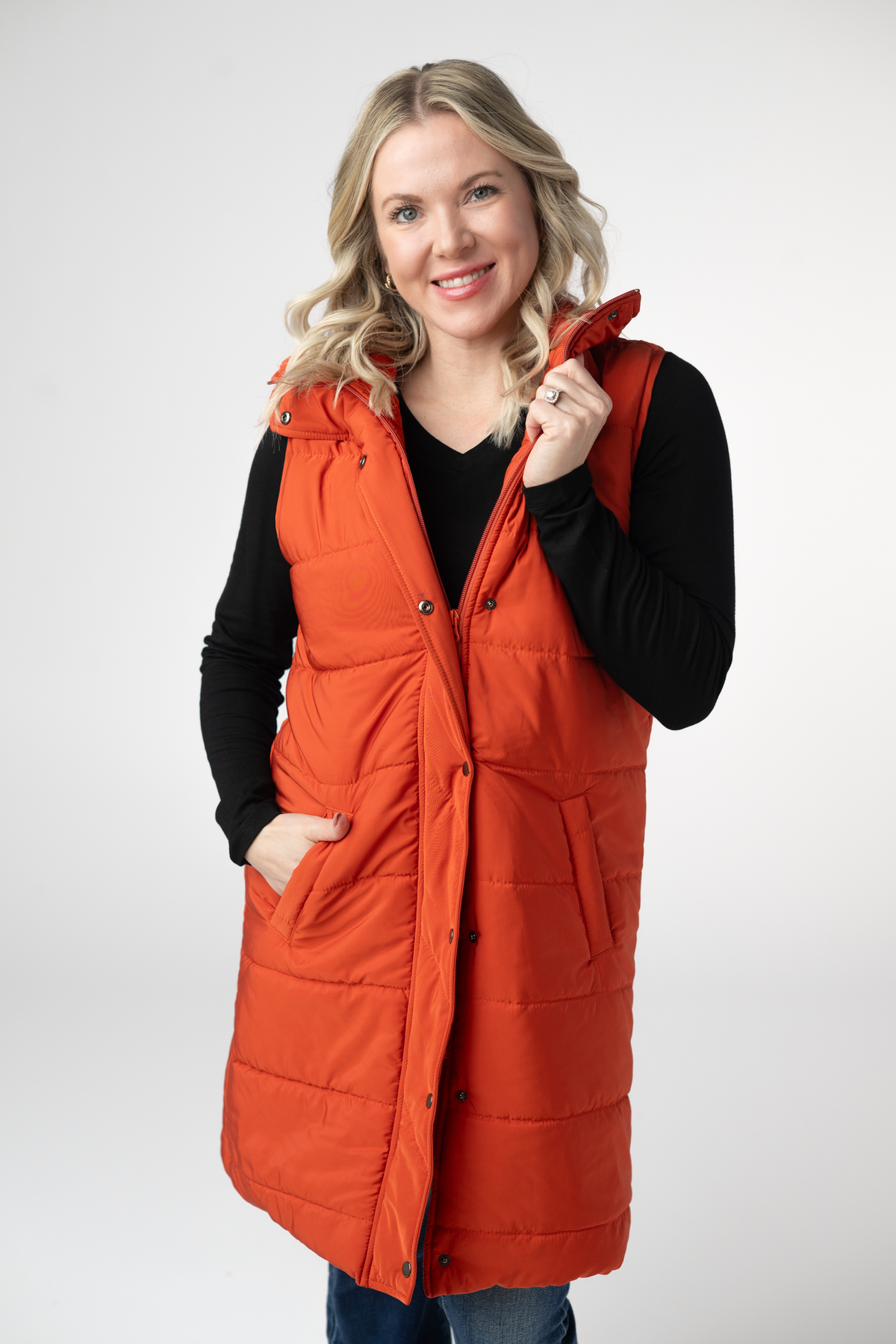 Harlow Long Vest - Pumpkin-clothing-Dear Me Southern Boutique, located in DeRidder, Louisiana