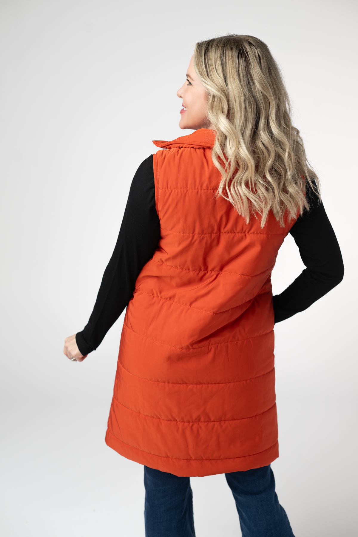 Harlow Long Vest - Pumpkin-clothing-Dear Me Southern Boutique, located in DeRidder, Louisiana