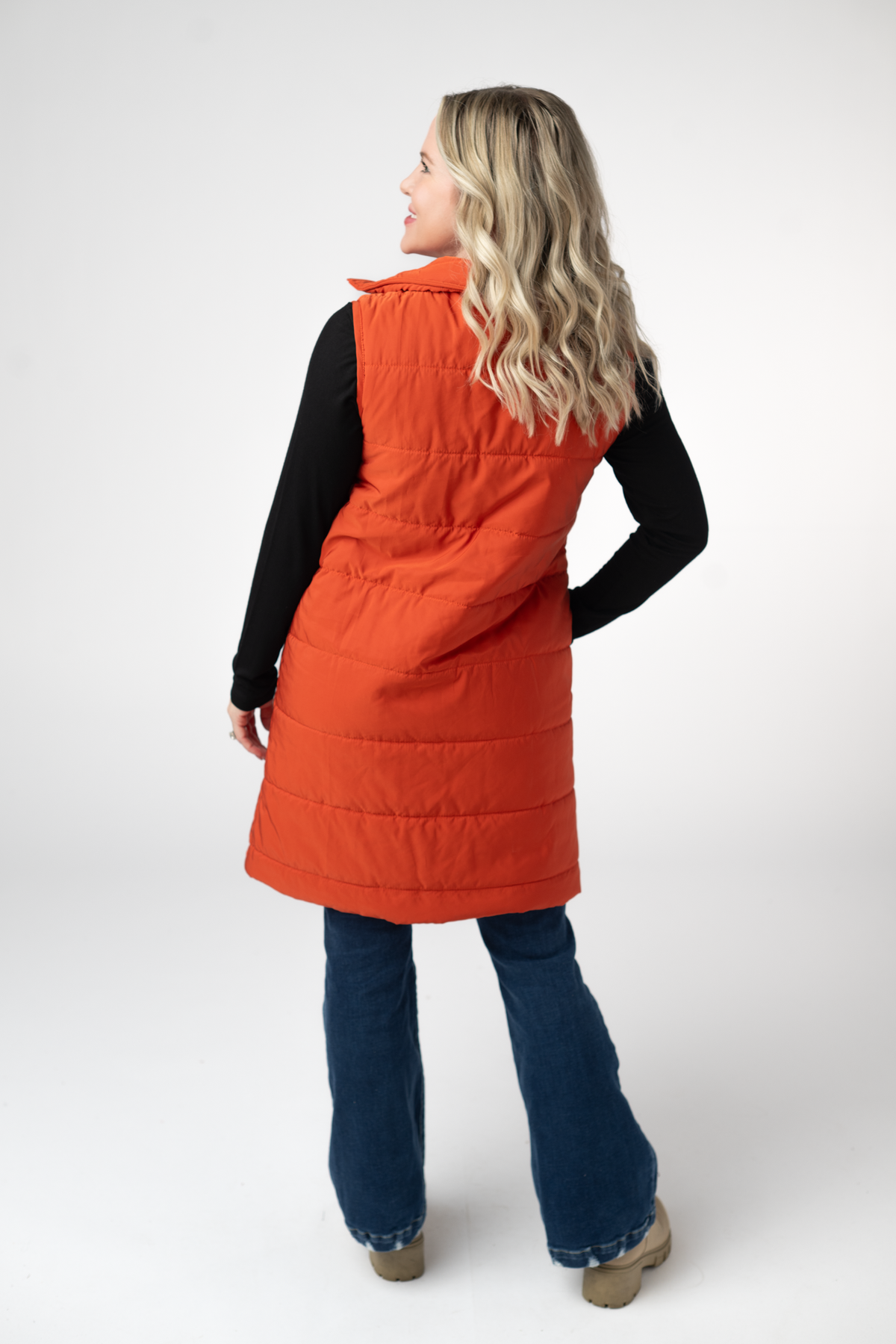 Harlow Long Vest - Pumpkin-clothing-Dear Me Southern Boutique, located in DeRidder, Louisiana