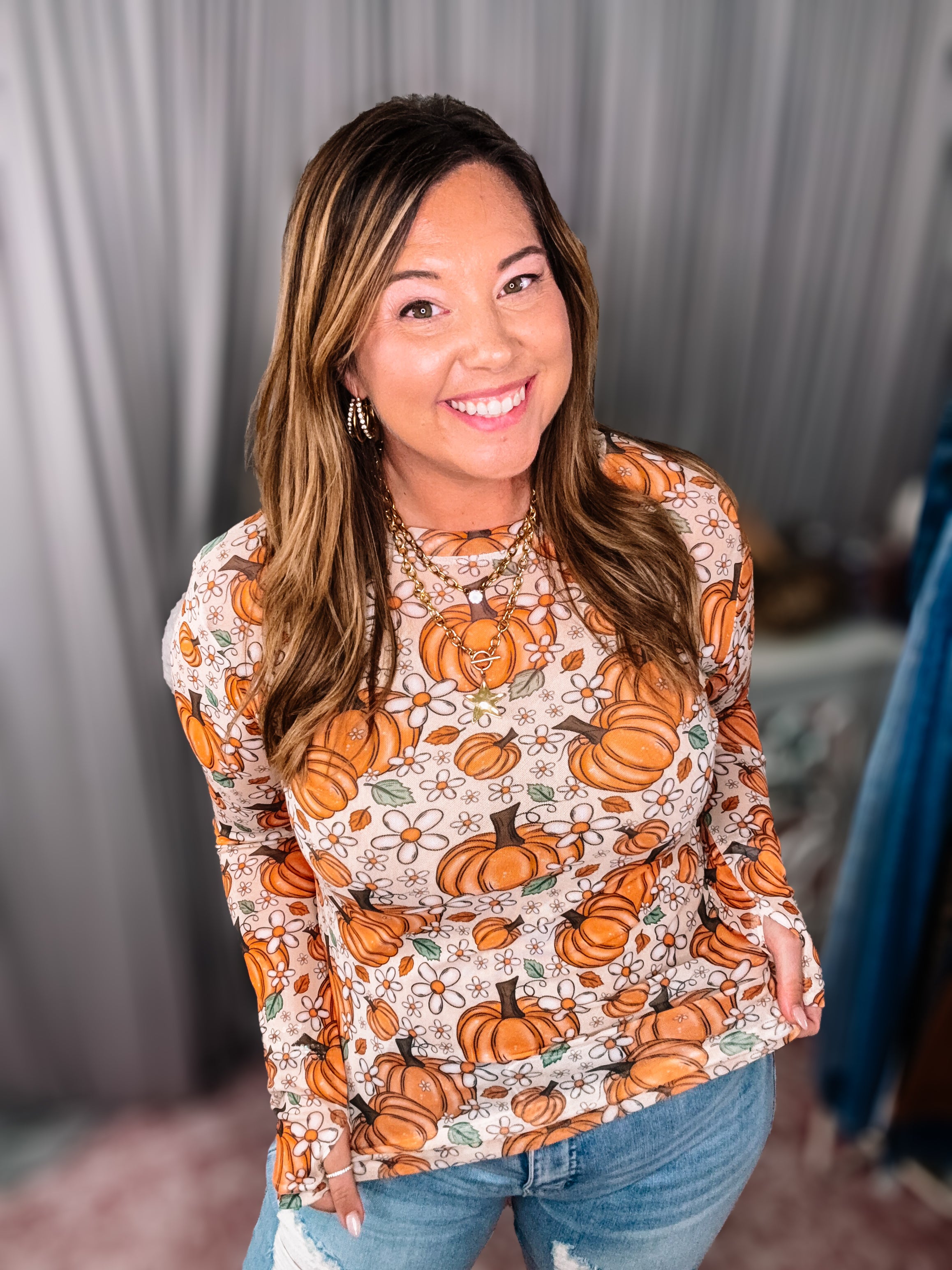 Harvest Bloom Mesh Top-Fancy Tops-Dear Me Southern Boutique, located in DeRidder, Louisiana