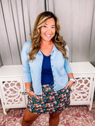 Haven V-Neck Bodysuit -Navy-Top-Dear Me Southern Boutique, located in DeRidder, Louisiana