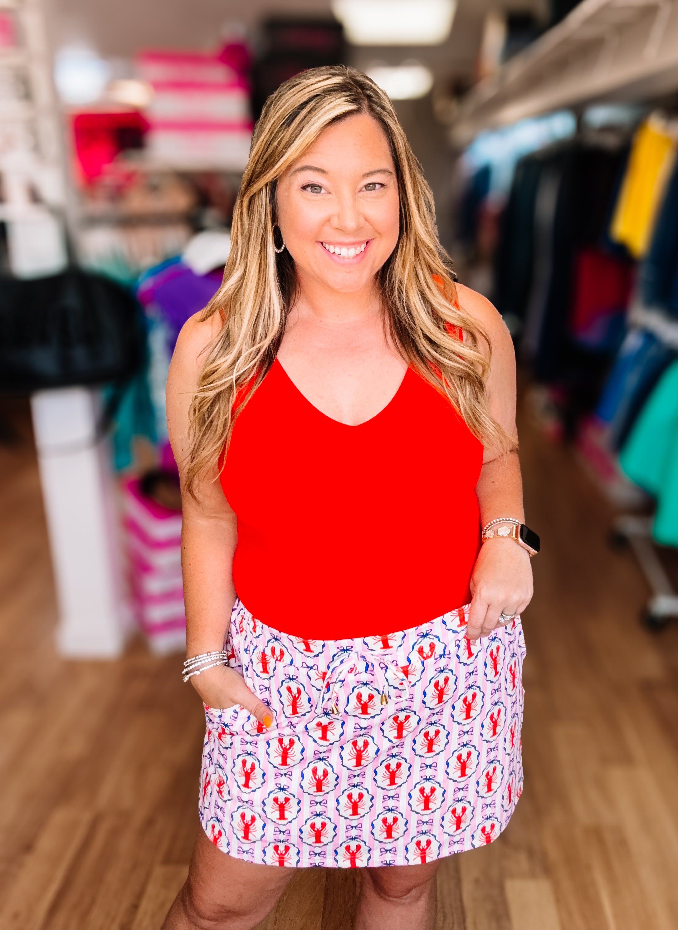 Haven V-Neck Bodysuit- Red-Tanks/Bodysuits-Dear Me Southern Boutique, located in DeRidder, Louisiana