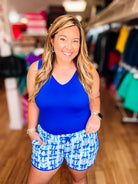 Haven V-Neck Bodysuit- Royal Blue-Bodysuits-Dear Me Southern Boutique, located in DeRidder, Louisiana