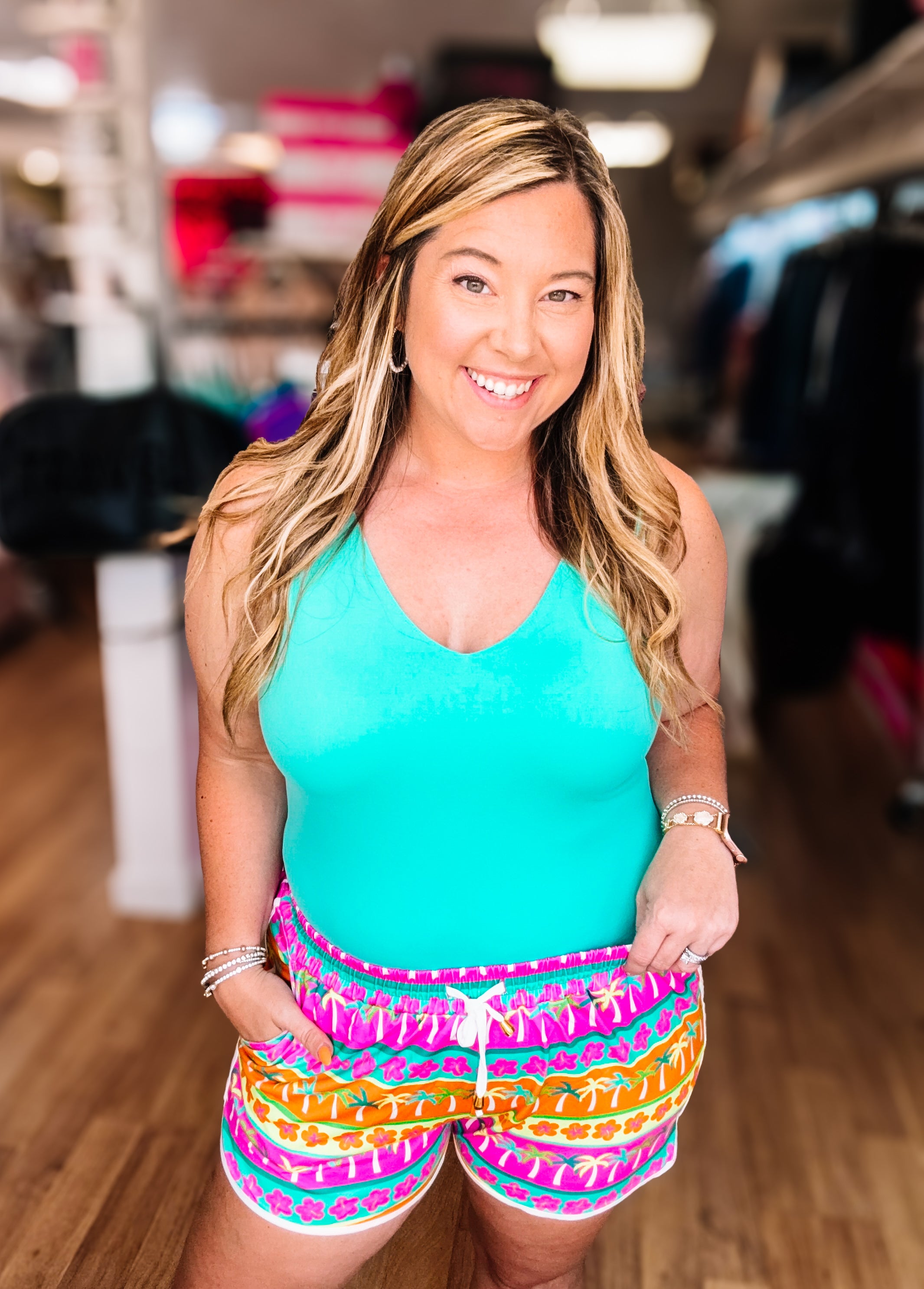 Haven V-Neck Bodysuit- Spearmint-Tanks/Bodysuits-Dear Me Southern Boutique, located in DeRidder, Louisiana
