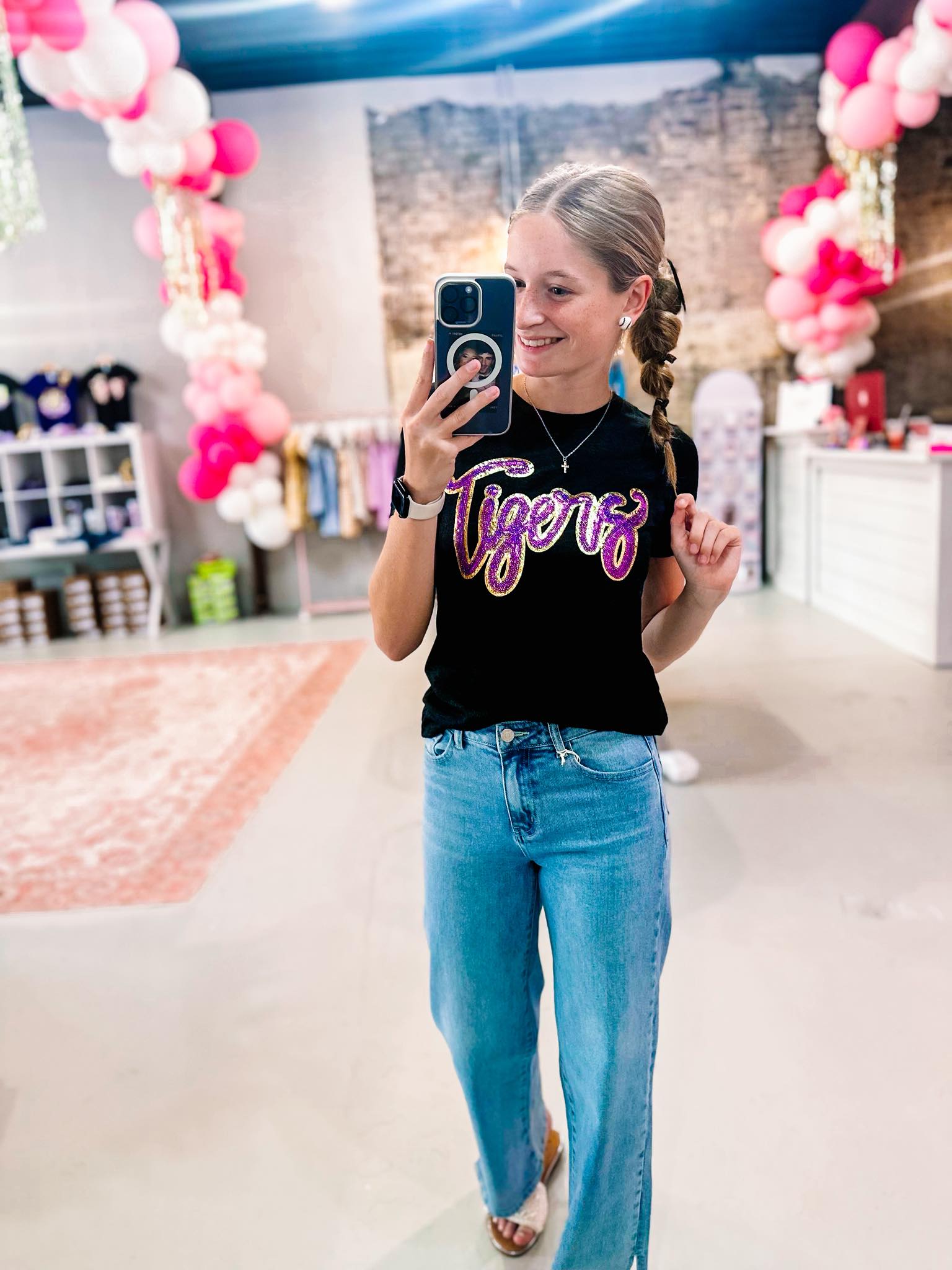 Girls Tigers Sequin Tee-JAG Graphic Tops-Dear Me Southern Boutique, located in DeRidder, Louisiana