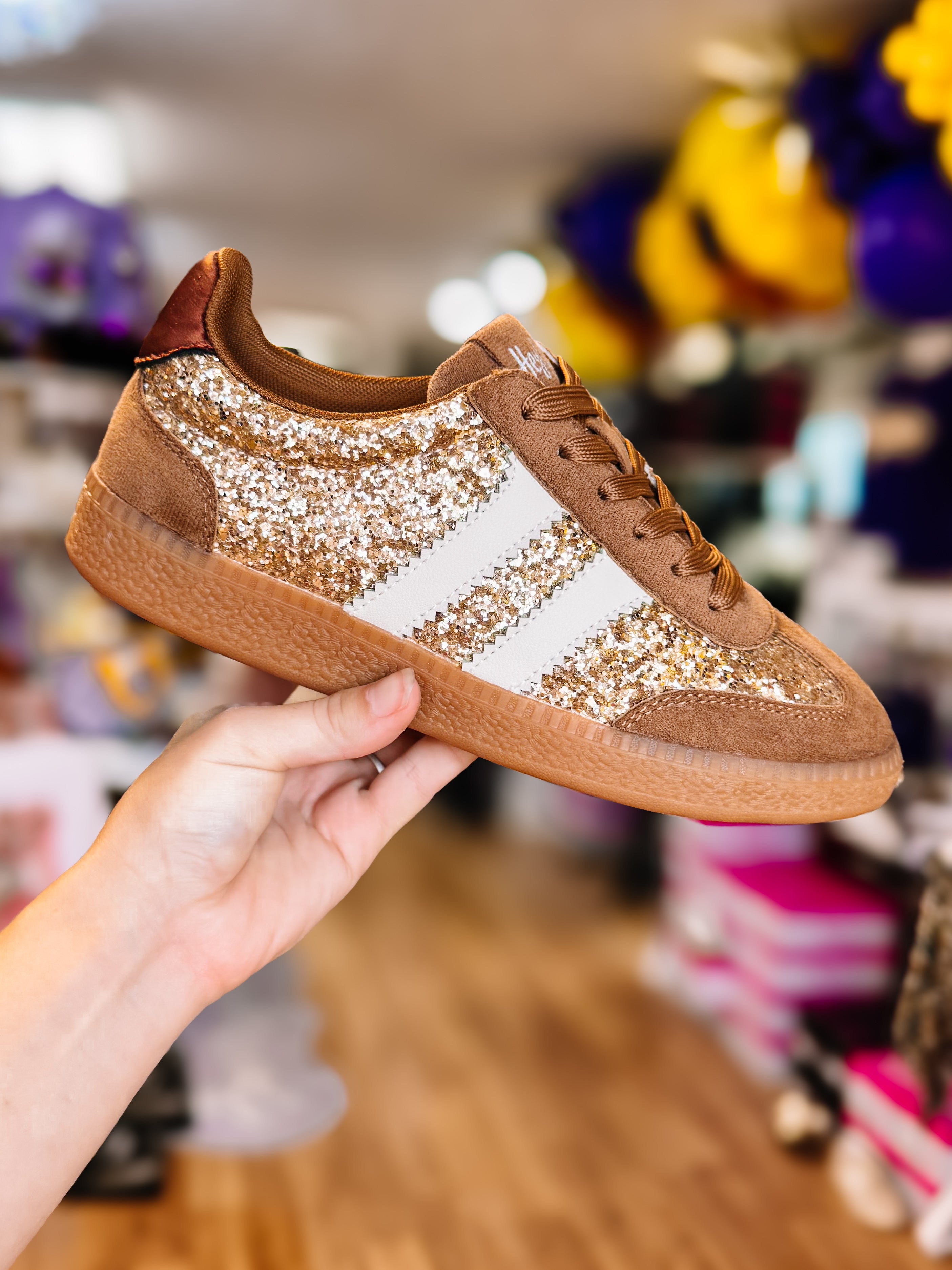 Heads Up Sneakers - Chestnut Glitter-Sneakers-Dear Me Southern Boutique, located in DeRidder, Louisiana