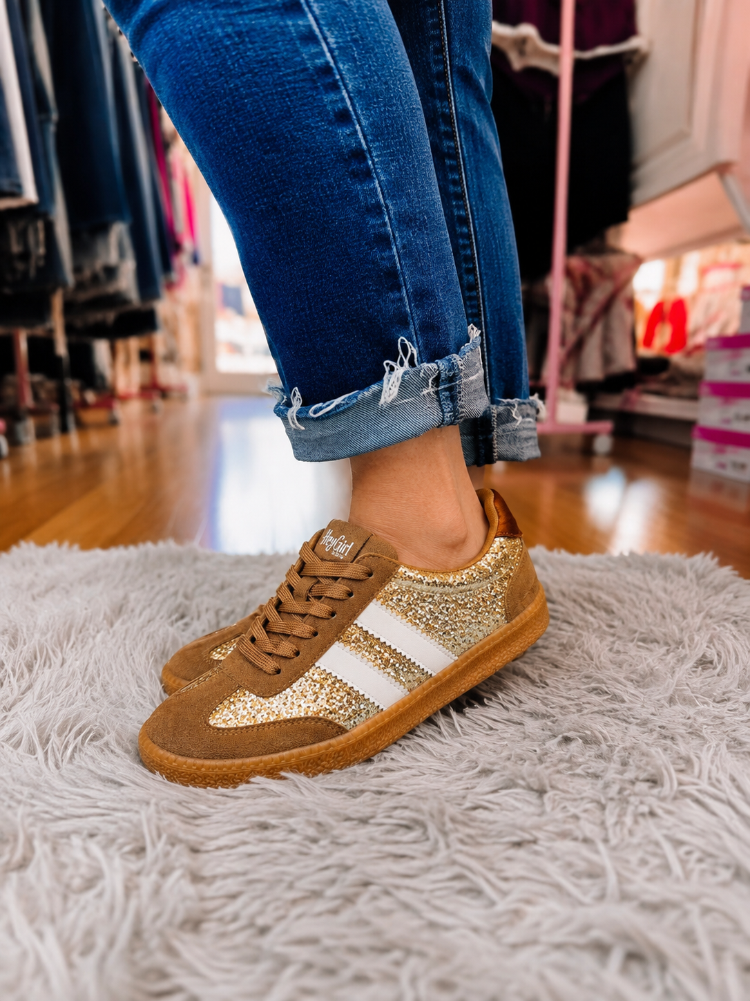 Heads Up Sneakers - Chestnut Glitter-Sneakers-Dear Me Southern Boutique, located in DeRidder, Louisiana