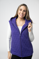 Heather Geometric Hooded Vest - Purple-Vest-Dear Me Southern Boutique, located in DeRidder, Louisiana