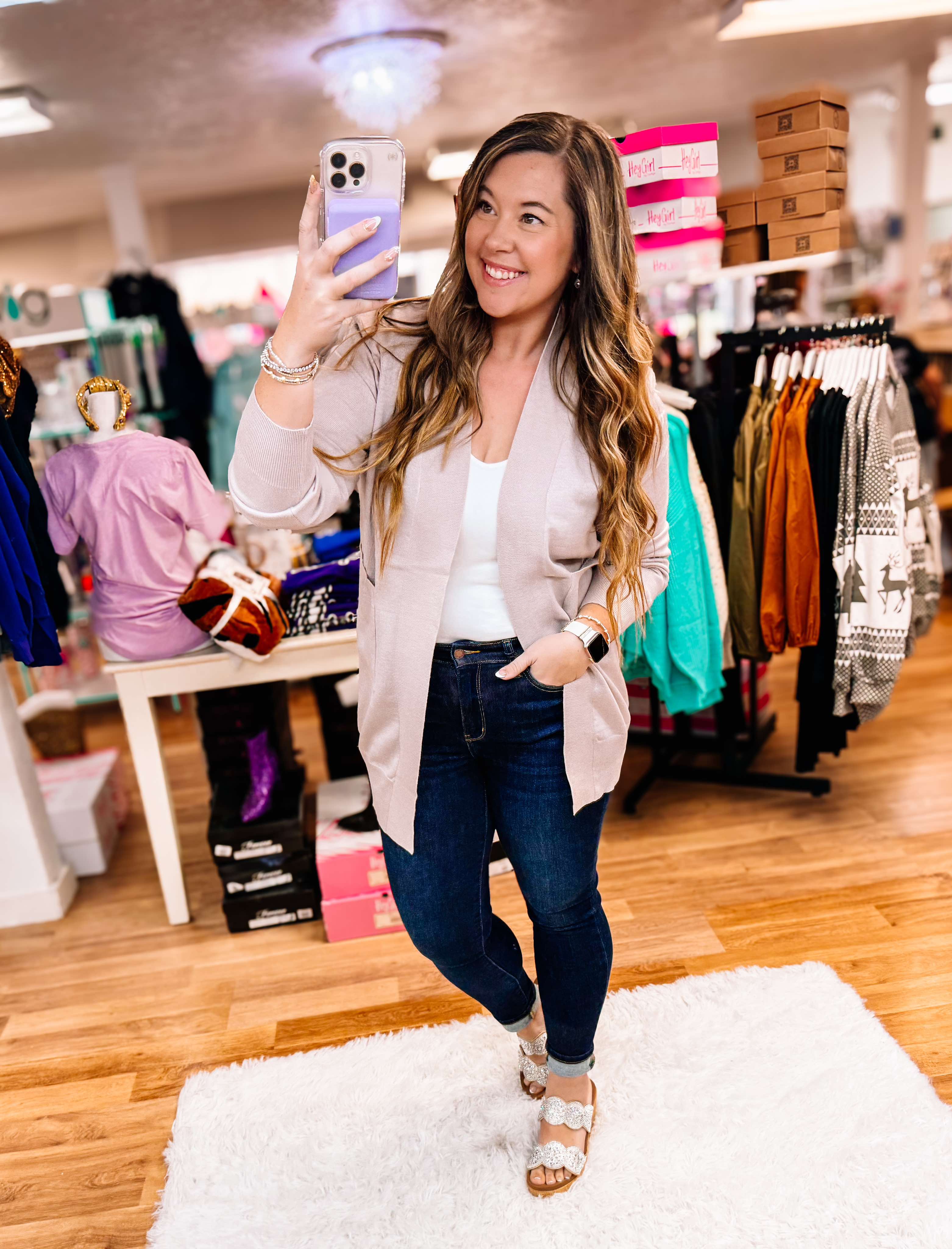 High Pocket Cardigan Ash-Cardigans-Dear Me Southern Boutique, located in DeRidder, Louisiana