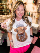 Highland Cow Princess Bougie Rhinestone Tee-Tees-Dear Me Southern Boutique, located in DeRidder, Louisiana