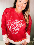 Holly Jolly Bleached Pullover-Sweaters-Dear Me Southern Boutique, located in DeRidder, Louisiana