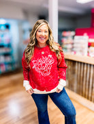 Holly Jolly Bleached Pullover-Sweaters-Dear Me Southern Boutique, located in DeRidder, Louisiana