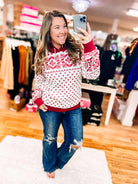 Home For The Holidays Fair Isle Hoodie-Pullover-Dear Me Southern Boutique, located in DeRidder, Louisiana