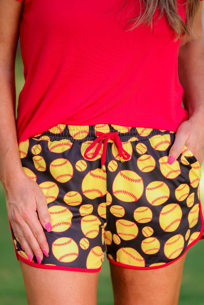 Home Plate Softball Everyday Shorts-Shorts-Dear Me Southern Boutique, located in DeRidder, Louisiana