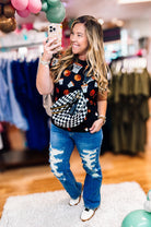 Hoops & Hype Sequin Tee-Graphic Tops-Dear Me Southern Boutique, located in DeRidder, Louisiana