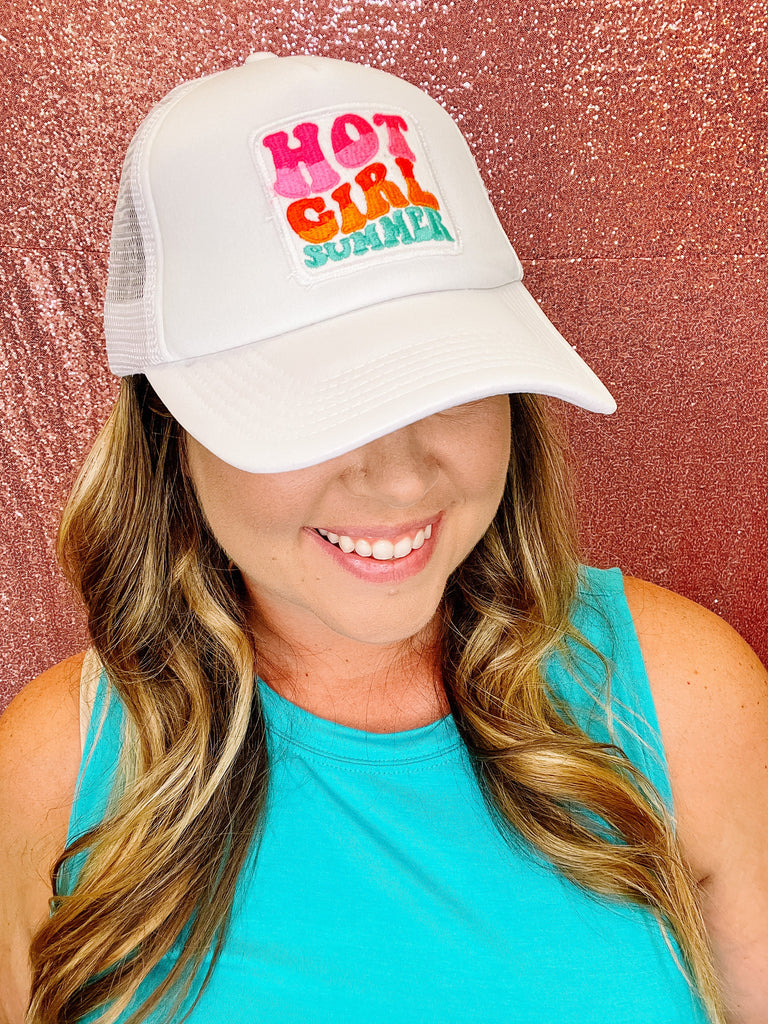 Hot Girl Summer Trucker Hat-Athletic Hats-Dear Me Southern Boutique, located in DeRidder, Louisiana