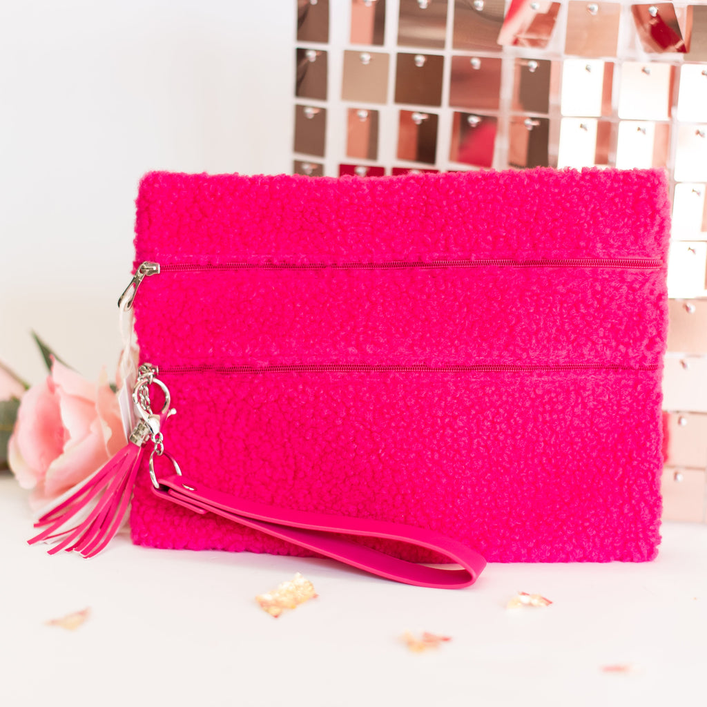 Hot Pink Fluffy Versi Bag-Bags-Dear Me Southern Boutique, located in DeRidder, Louisiana