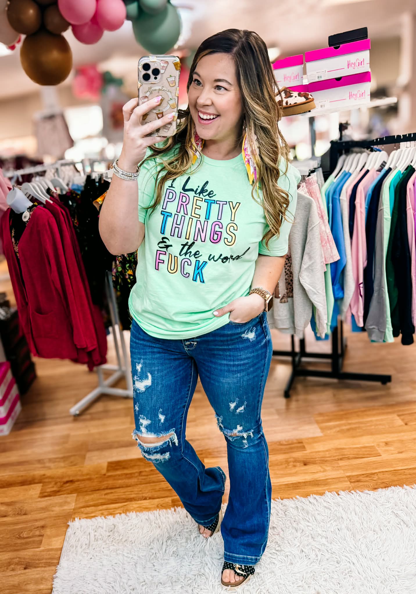 I Like Pretty Things Bold & Bright Tee-Dear Me Southern Boutique, located in DeRidder, Louisiana