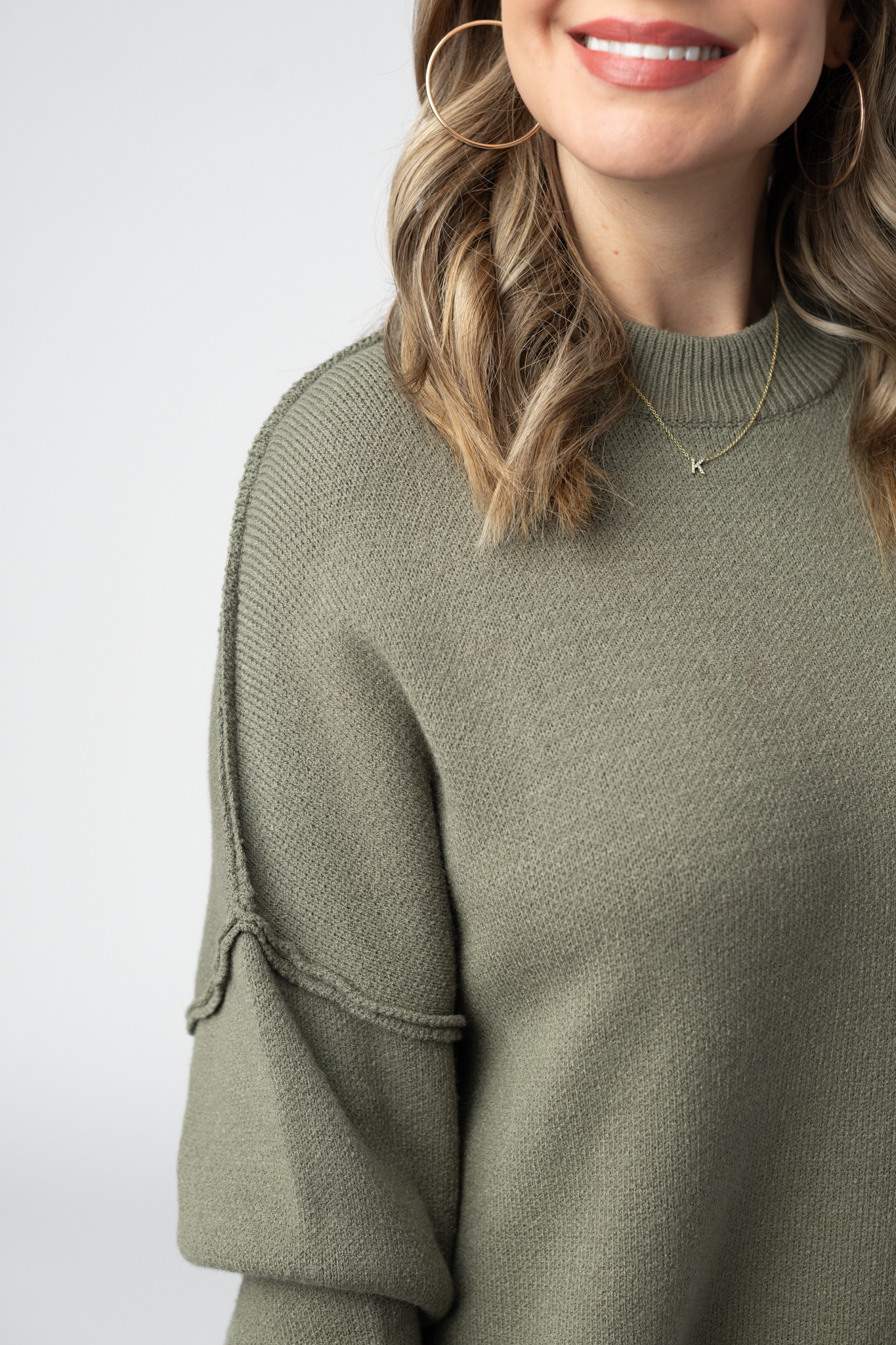 IN STOCK Aurora Cozy Sweater - Light Olive-Sweater-Dear Me Southern Boutique, located in DeRidder, Louisiana