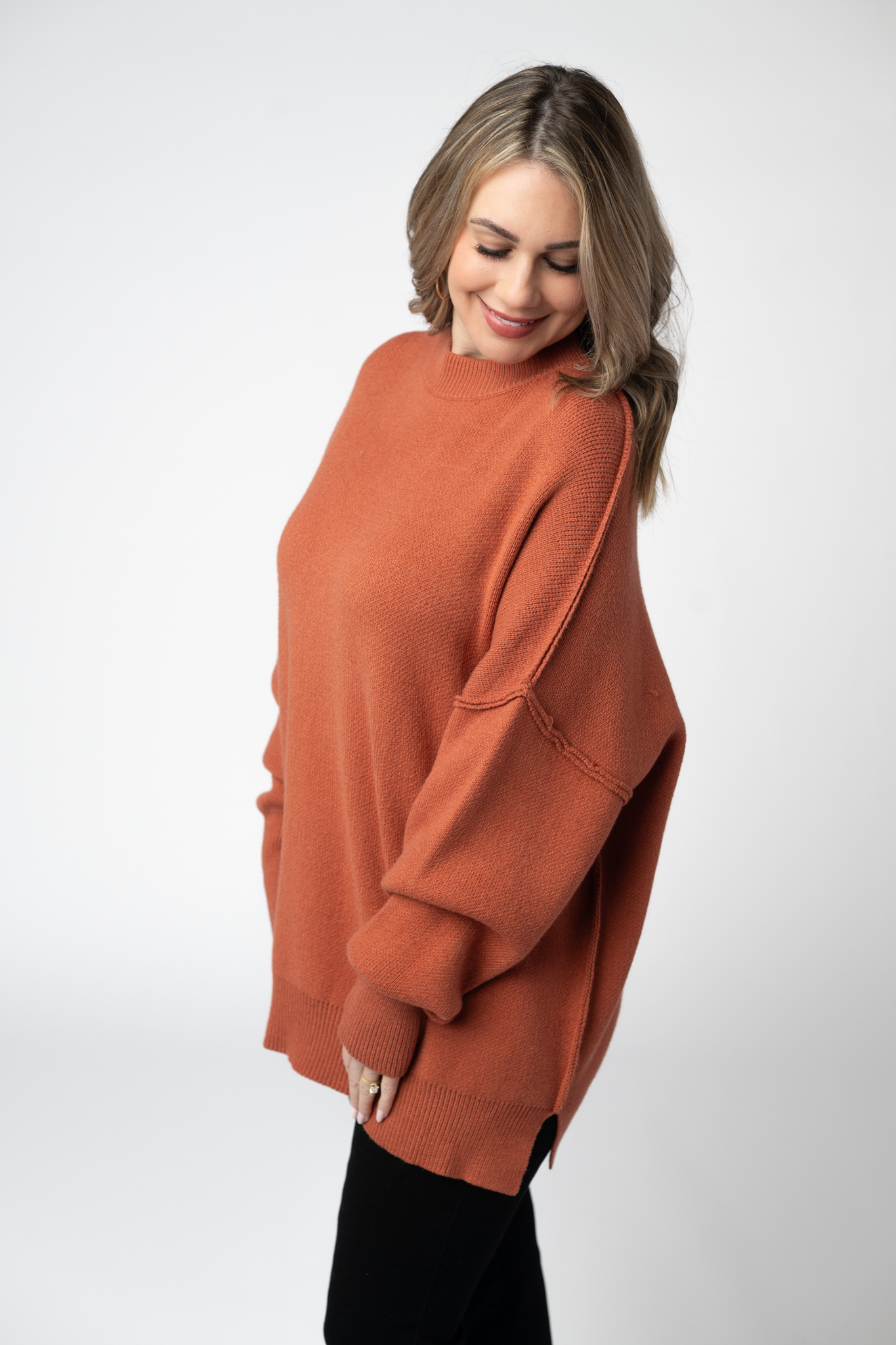 IN STOCK Aurora Cozy Sweater - Pumpkin Spice-Sweater-Dear Me Southern Boutique, located in DeRidder, Louisiana