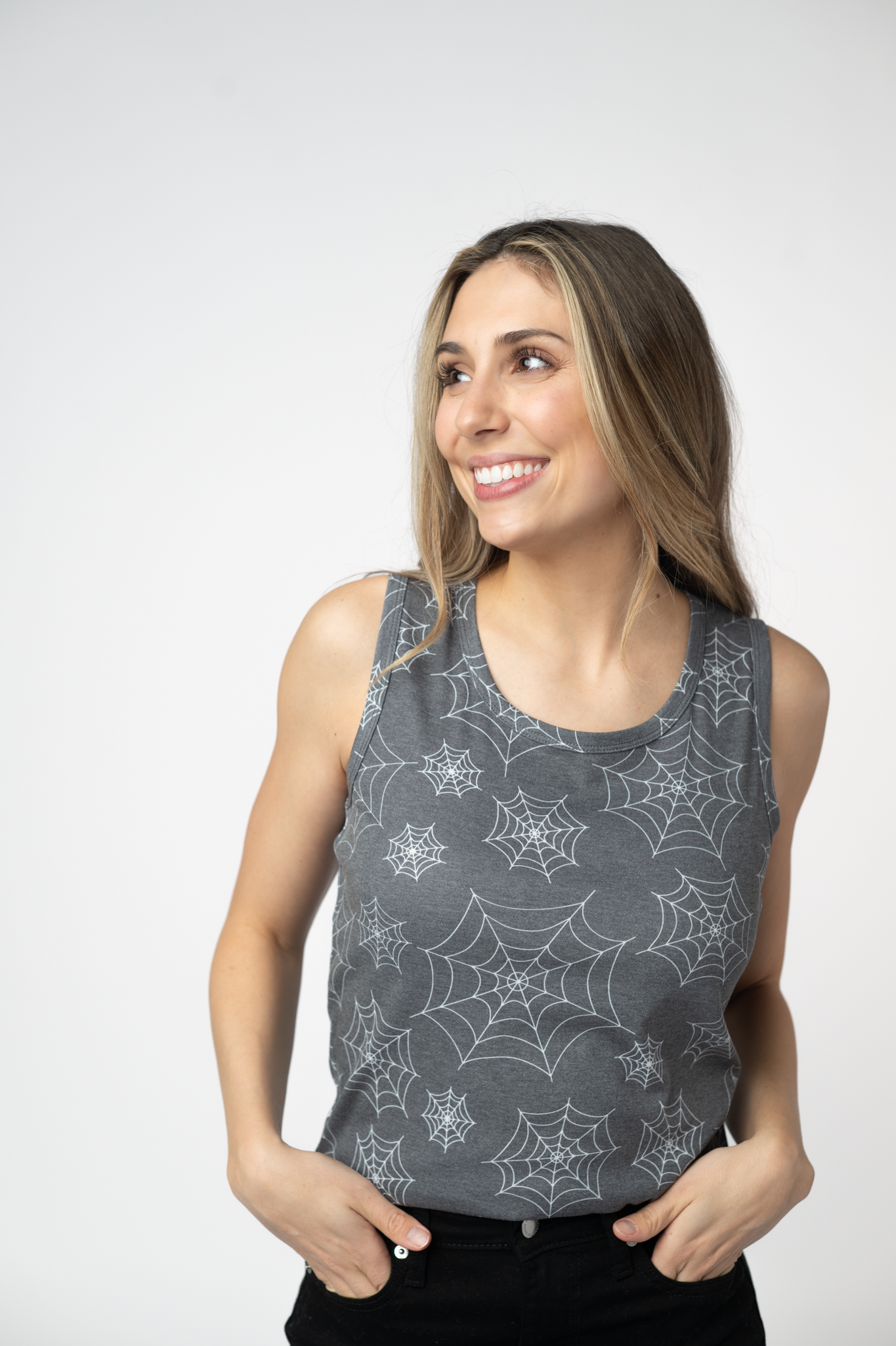 IN STOCK Ava Tank - Faded Black Webs-tank-Dear Me Southern Boutique, located in DeRidder, Louisiana