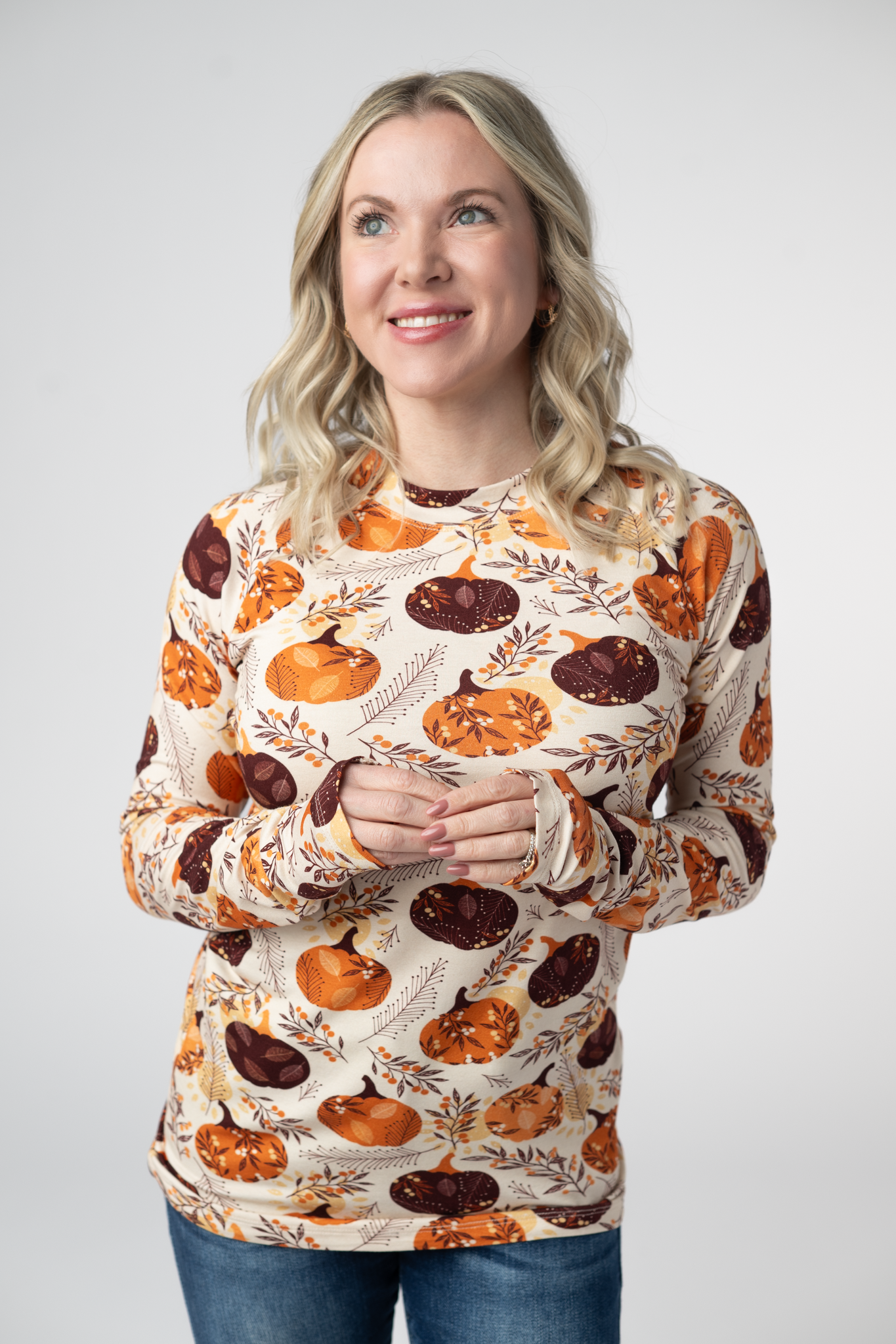 IN STOCK Blair Long Sleeve Top - Autumn Gourds-Tops-Dear Me Southern Boutique, located in DeRidder, Louisiana