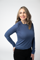 IN STOCK Blair Long Sleeve Top - Blue-Tops-Dear Me Southern Boutique, located in DeRidder, Louisiana
