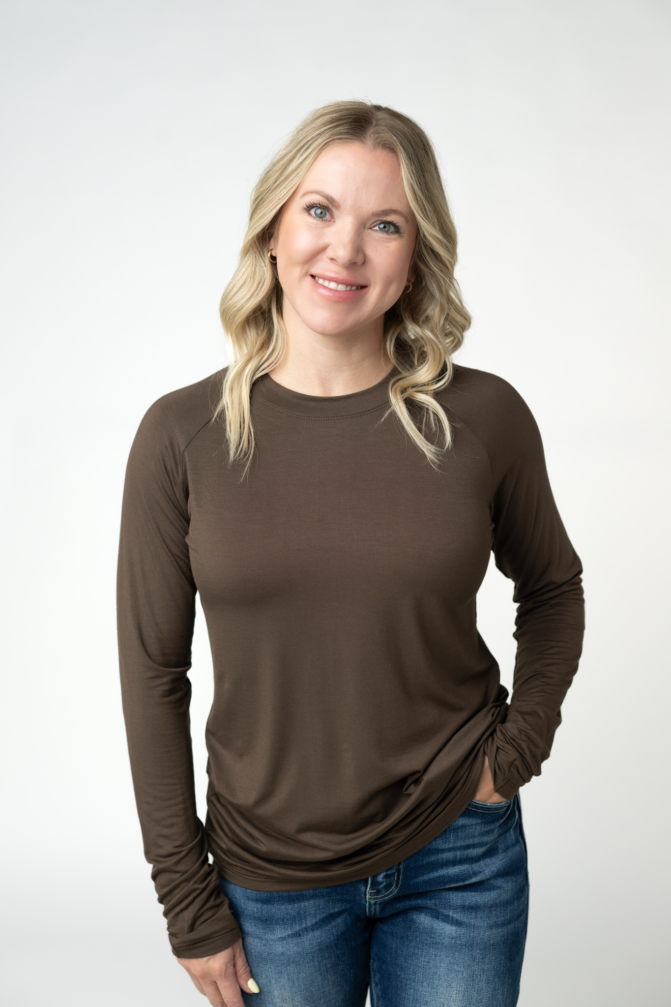 IN STOCK Blair Long Sleeve Top - Brown-Tops-Dear Me Southern Boutique, located in DeRidder, Louisiana